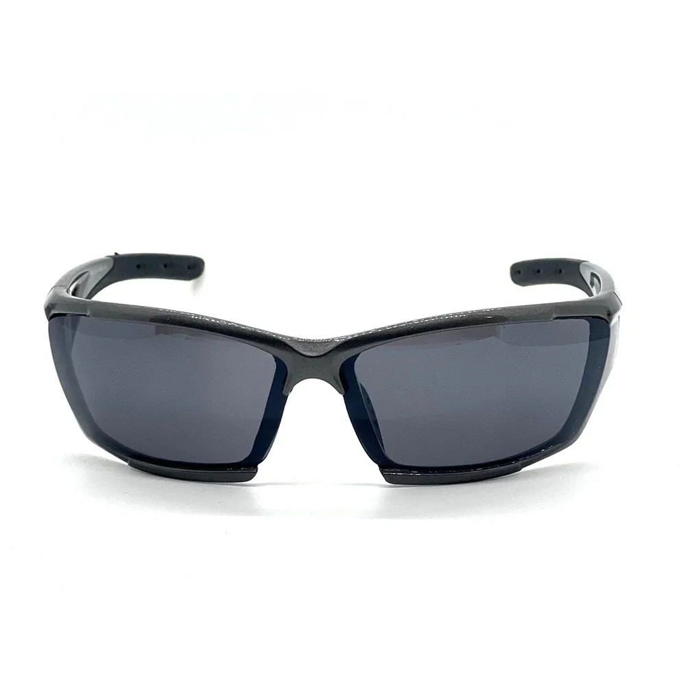 Women Gunmetal Grey Sport Wrap Sunglasses Dark Smoke Lens Ventilated Biker UV400